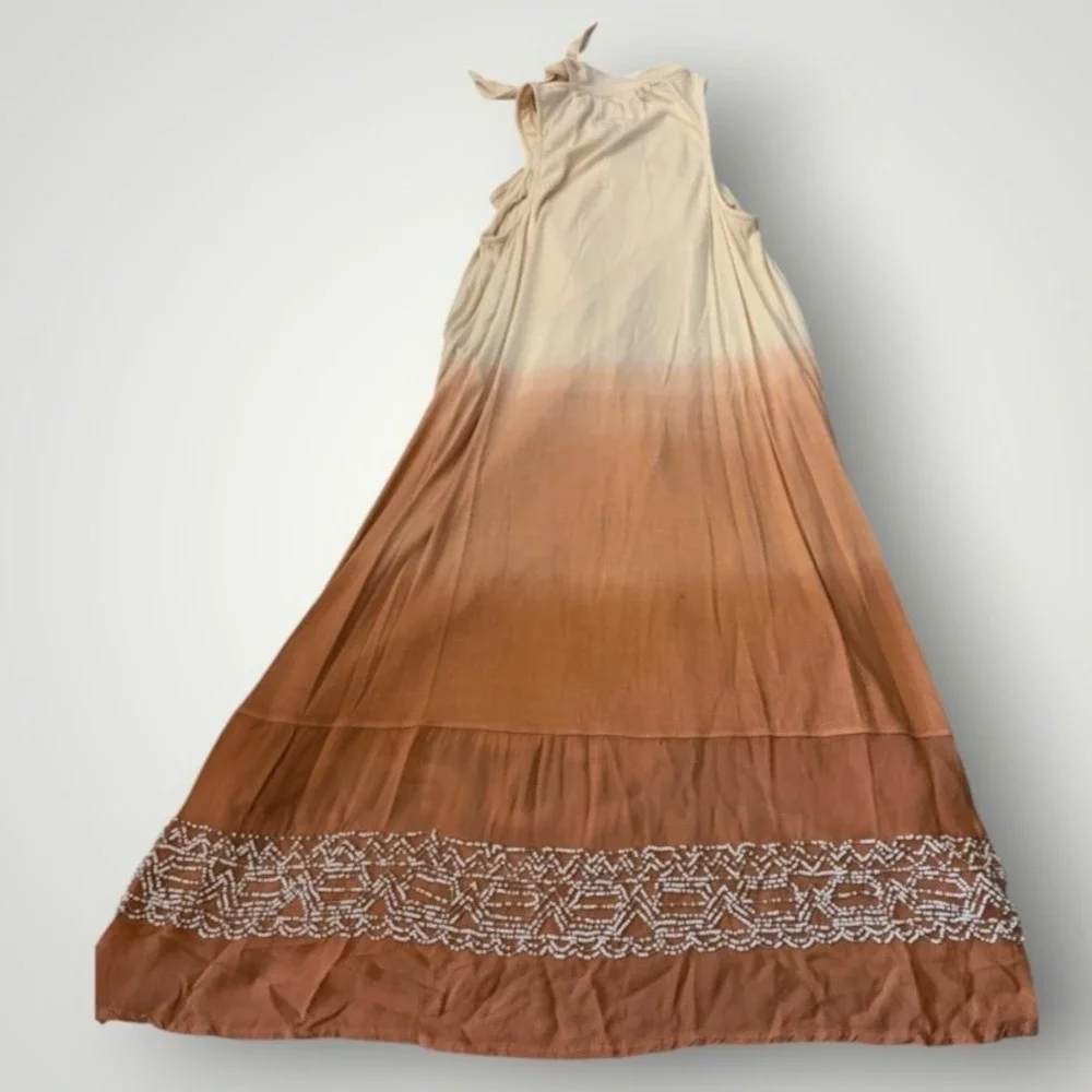 Free People Dance With Me Tunic Dress Women XS Orange Ombre Beaded Halter Boho